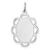 Sterling Silver Rh-plt Engraveable Polished Front/Satin Back Disc Charm