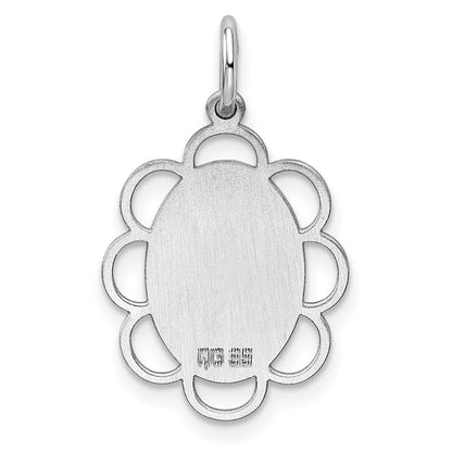 Sterling Silver Rh-plt Engraveable Polished Front/Satin Back Disc Charm