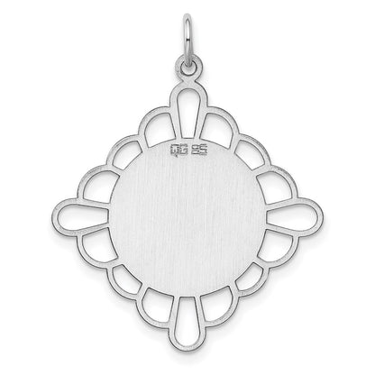 Sterling Silver Rh-plt Engraveable Polished Front/Satin Back Disc Charm
