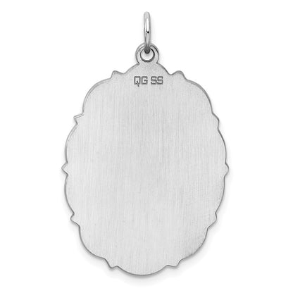 Sterling Silver Rh-plt Engraveable Polished Front/Satin Back Disc Charm