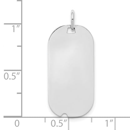 Sterling Silver Rh-plt Engravable Dog Tag Polished Front/Back Disc Charm