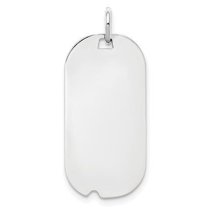 SSilver Rh-plt Engravable Dog Tag Polished Front/Satin Back Disc Charm