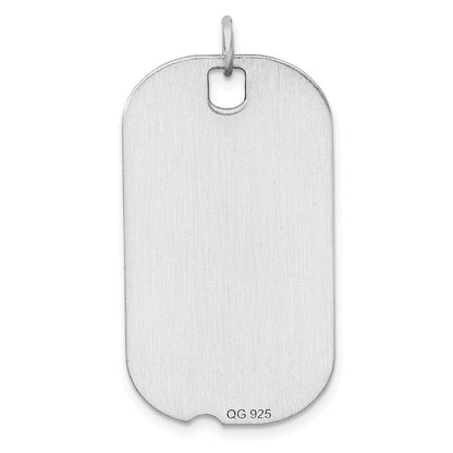 SSilver Rh-plt Engravable Dog Tag Polished Front/Satin Back Disc Charm