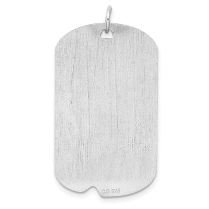 SSilver Rh-plt Engravable Dog Tag Polished Front/Satin Back Disc Charm