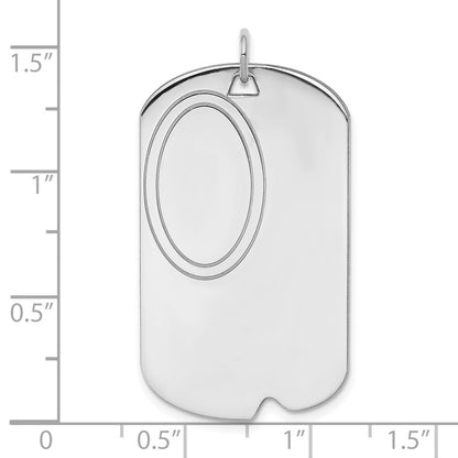 SSilver Rh-plt Engravable Dog Tag Polished Front/Satin Back Disc Charm