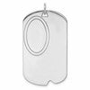 SSilver Rh-plt Engravable Dog Tag Polished Front/Satin Back Disc Charm
