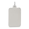Sterling Silver Rhod.-plated Eng. Rect. Polish Front/Satin Back Disc Charm