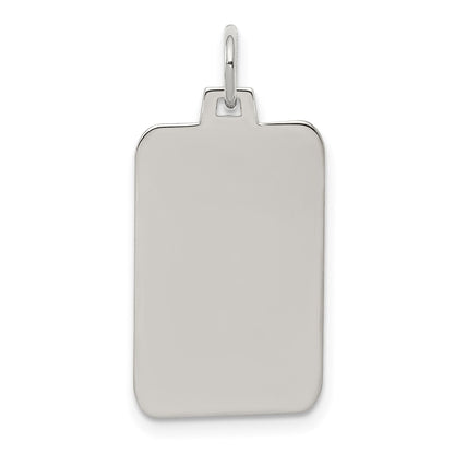 Sterling Silver Rhod.-plated Eng. Rect. Polish Front/Satin Back Disc Charm