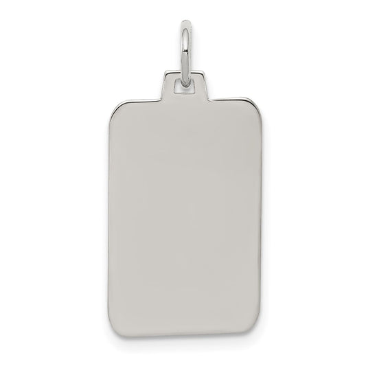 Sterling Silver Rhod.-plated Eng. Rect. Polish Front/Satin Back Disc Charm