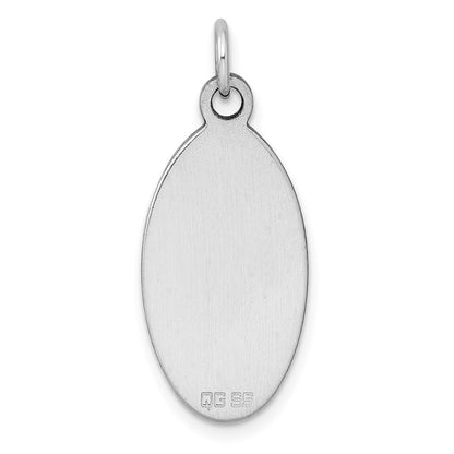 Sterl Silver Rh-plt Engraveable Oval Polished Front/Satin Back Disc Charm