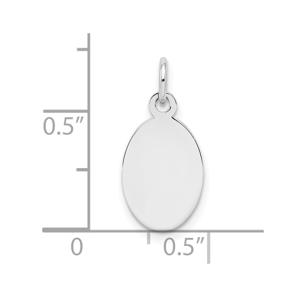 Sterling Silver Rh-plt Engraveable Oval Polished Front/Back Disc Charm