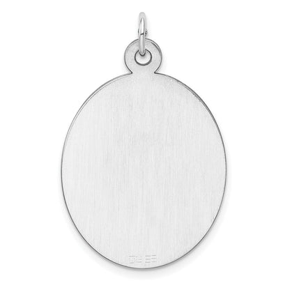 Sterling Silver Rhod-plate Eng. Oval Polish Front/Satin Back Disc Charm