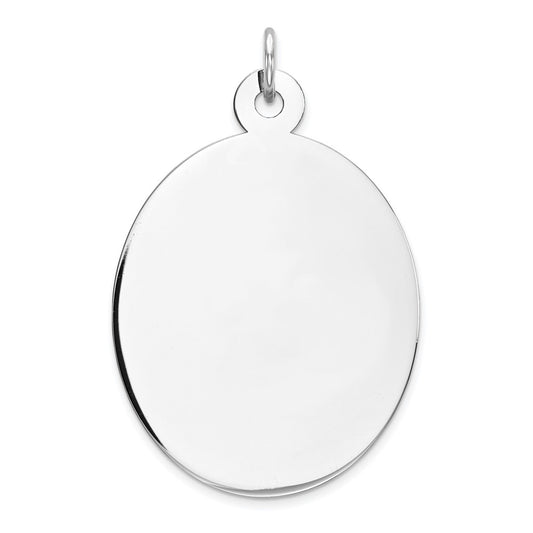 Sterling Silver Rhod-plate Eng. Oval Polish Front/Satin Back Disc Charm
