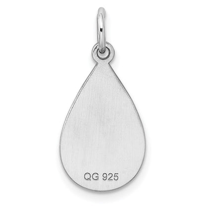 SSilver Rh-plt Engravable Teardrop Polished Front/Satin Back Disc Charm