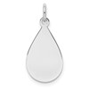 SSilver Rh-plt Engravable Teardrop Polished Front/Satin Back Disc Charm