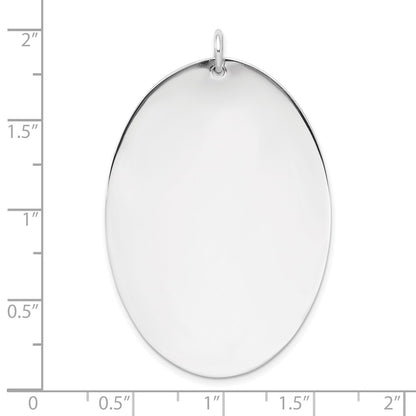 SSilver Rh-plt Engravable Oval Polished Front/Satin Back Disc Charm