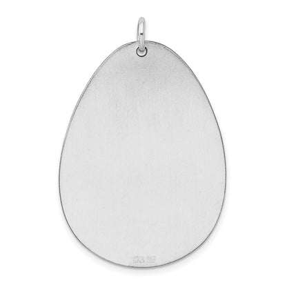 Sterling Silver Rh-plt Engravable Polished Front/Satin Back Disc Charm