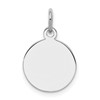 Sterling Silver Rh-plt Engraveable Round Polished Front/Back Disc Charm