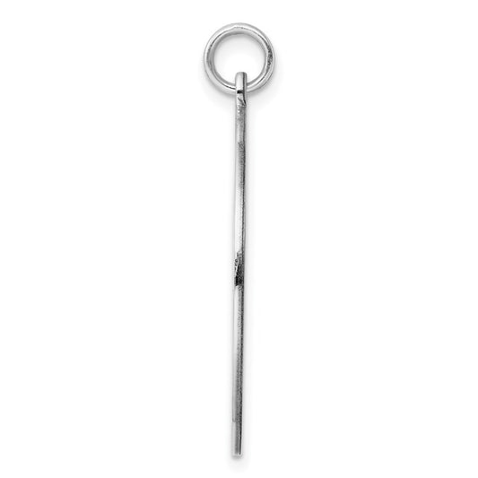 Sterling Silver Rhod-plated ENG. Round Polished Front/Back Disc Charm