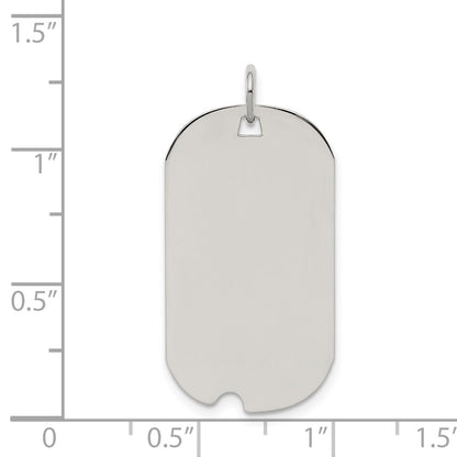Sterling Silver Rhod-plate Eng. Dog Tag Polished Front/Satin Back Disc Char