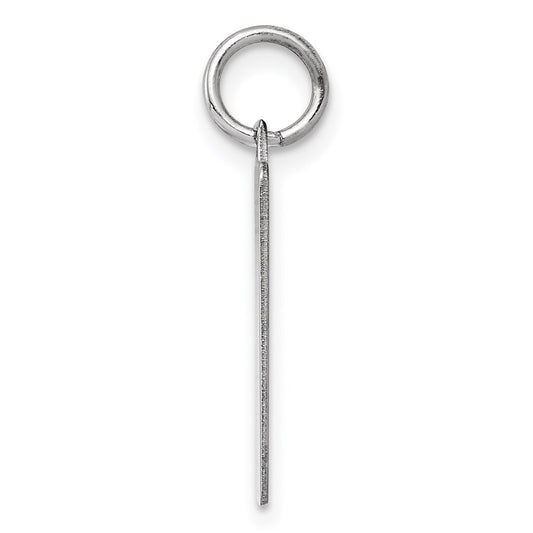 Sterling Silver Rhod-plate Eng. Rect. Polish Front/Satin Back Disc Charm