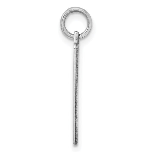 Sterling Silver Rhod-plate Eng. Rect. Polish Front/Satin Back Disc Charm