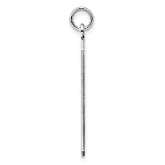 Sterling Silver Rhod-plate Eng. Rect. Polish Front/Satin Back Disc Charm