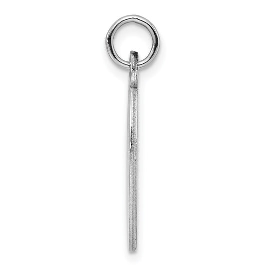 Sterling Silver Rhod-plate Eng. Oval Polish Front/Satin Back Disc Charm
