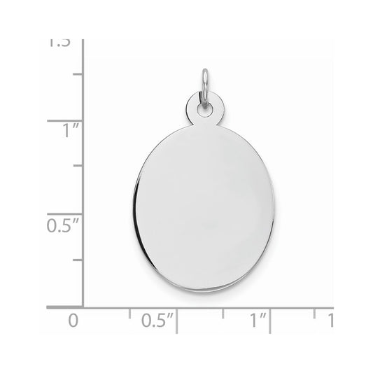 Sterling Silver Rhod-plate Eng. Oval Polish Front/Satin Back Disc Charm