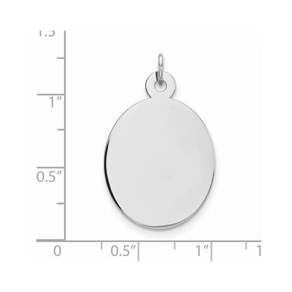 Sterling Silver Rhod-plate Eng. Oval Polish Front/Satin Back Disc Charm