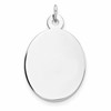 Sterling Silver Rhod-plate Eng. Oval Polish Front/Satin Back Disc Charm