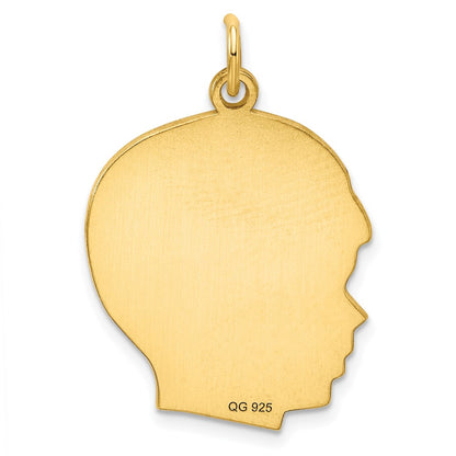 Sterling Silver GP Engravable Boy Polished Disc Charm