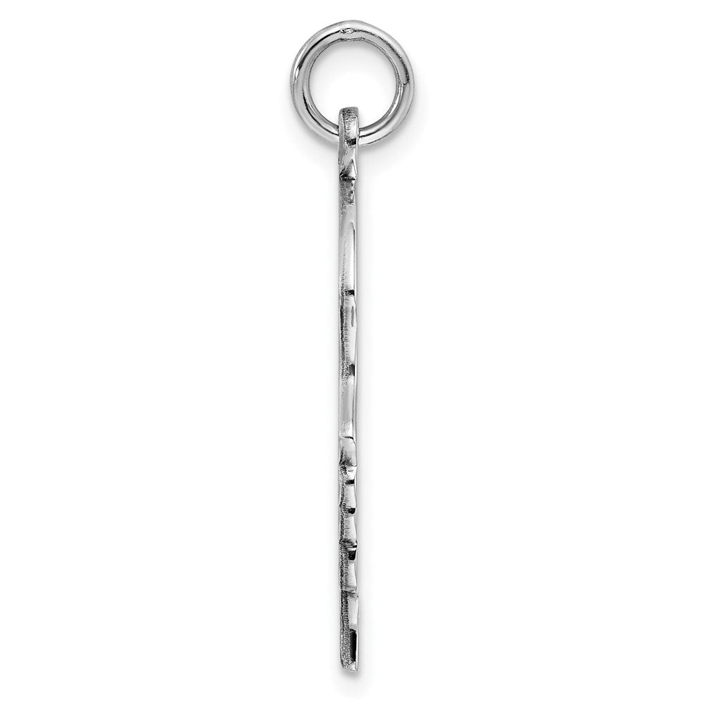 Sterling Silver Rhod-plate Eng. Girl Polished Front/Satin Back Disc Charm