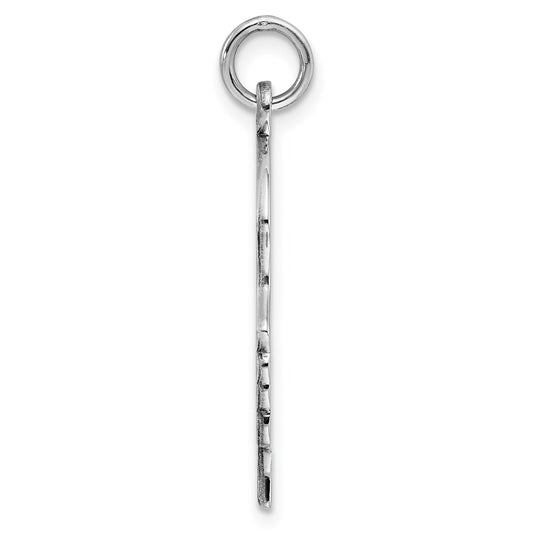 Sterling Silver Rhod-plate Eng. Girl Polished Front/Satin Back Disc Charm