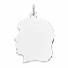Sterling Silver Rhod-plate Eng. Girl Polished Front/Satin Back Disc Charm