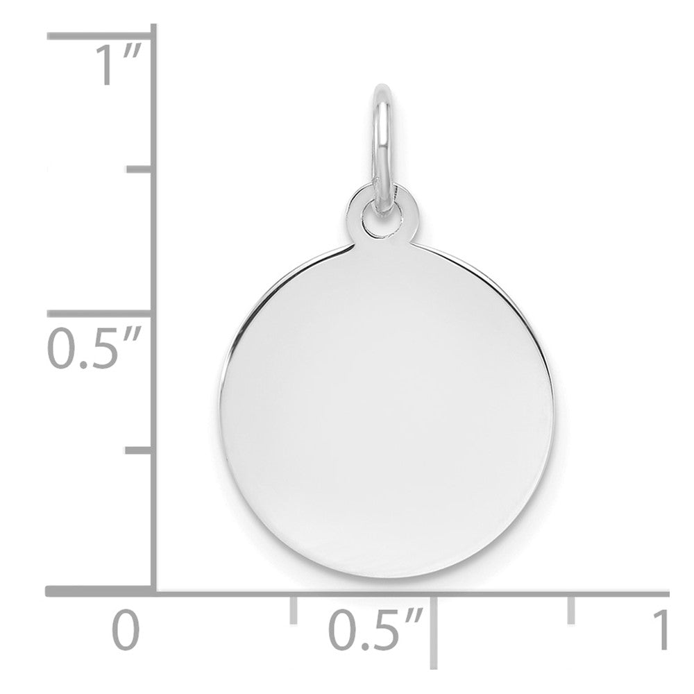 Sterling Silver Rh-plt Engraveable Round Polished Front/Back Disc Charm