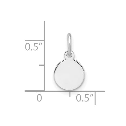 Sterling Silver Rh-plt Engraveable Round Polished Front/Back Disc Charm