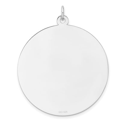 Sterling Silver Rhod-plated Eng. Rnd Polish Front/Satin Back Disc Charm