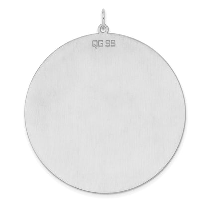 Sterling Silver Rhod-plated Eng. Rnd Polish Front/Satin Back Disc Charm