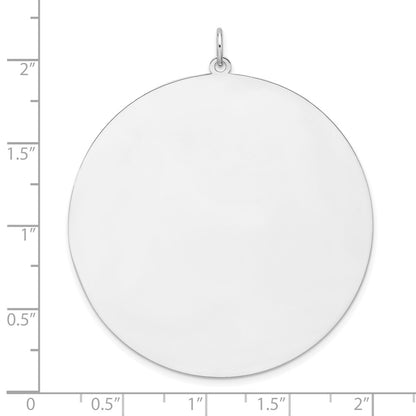 Sterling Silver Rhod-plated Eng. Rnd Polish Front/Back Disc Charm