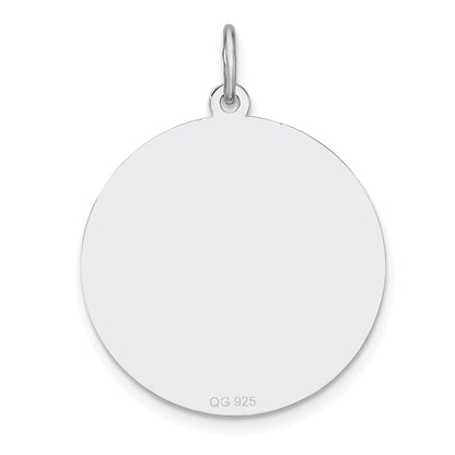 Sterling Silver Rhod-plated Eng. Rnd Polish Front and Back