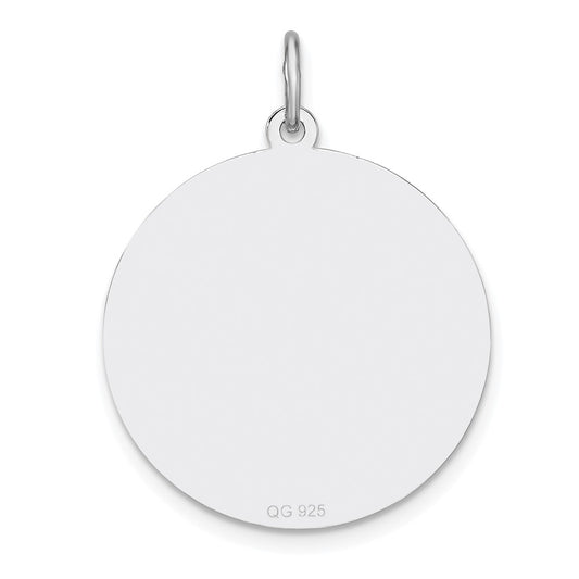 Sterling Silver Rhod-plated Eng. Rnd Polish Front and Back