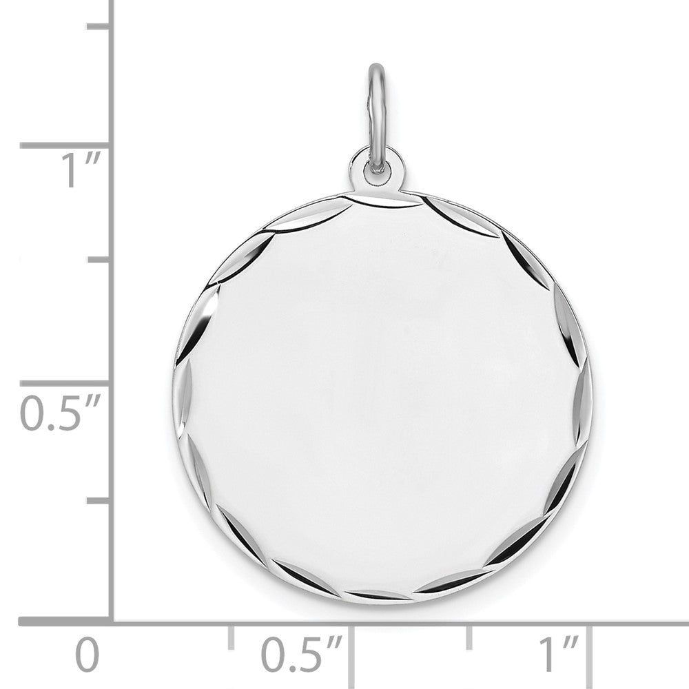 Sterling Silver Rhod-plated Eng. Rnd Polish Front and Back