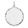 Sterling Silver Rhod-plated Eng. Rnd Polish Front/Satin Back Disc Charm