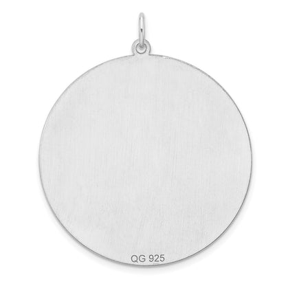 Sterling Silver Rhod-plated Eng. Rnd Polish Front/Satin Back Disc Charm
