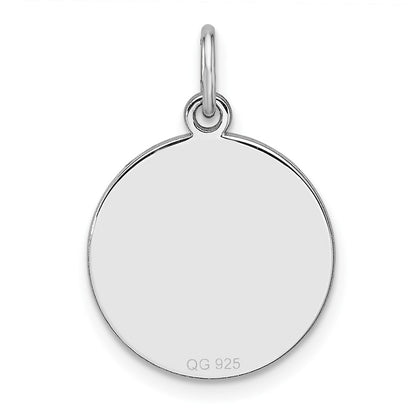 Sterling Silver Rhod-plated Eng. Rnd Polish Front/Back Disc Charm