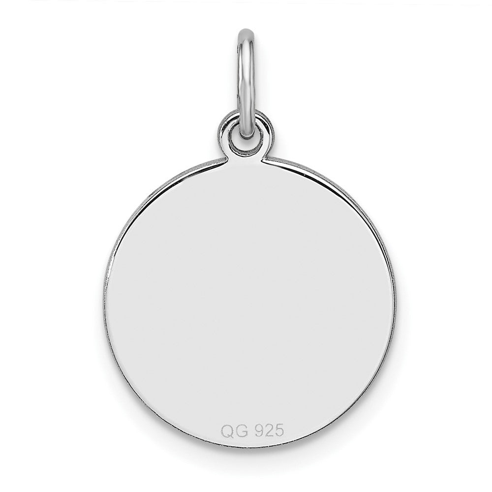 Sterling Silver Rhod-plated Eng. Rnd Polish Front / Back Disc Charm