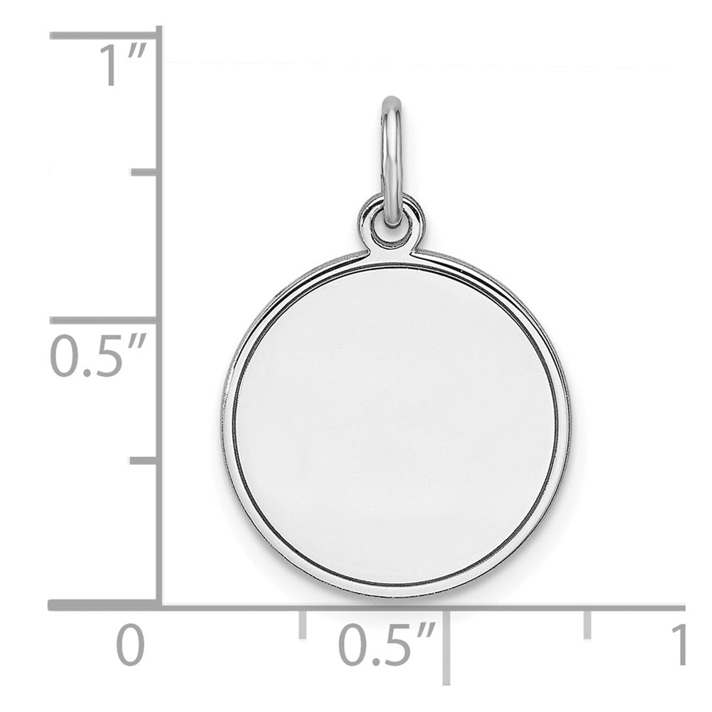 Sterling Silver Rhod-plated Eng. Rnd Polish Front / Back Disc Charm