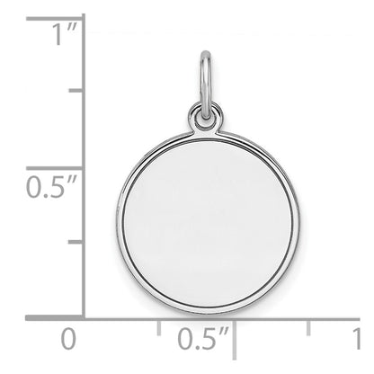 Sterling Silver Rhod-plated Eng. Rnd Polish Front / Back Disc Charm