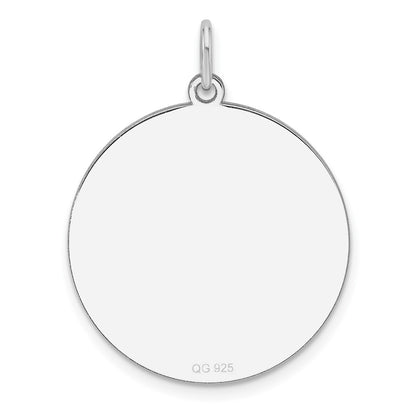 Sterling Silver Rhod-plated Eng. Rnd Polish Front/Back Disc Charm